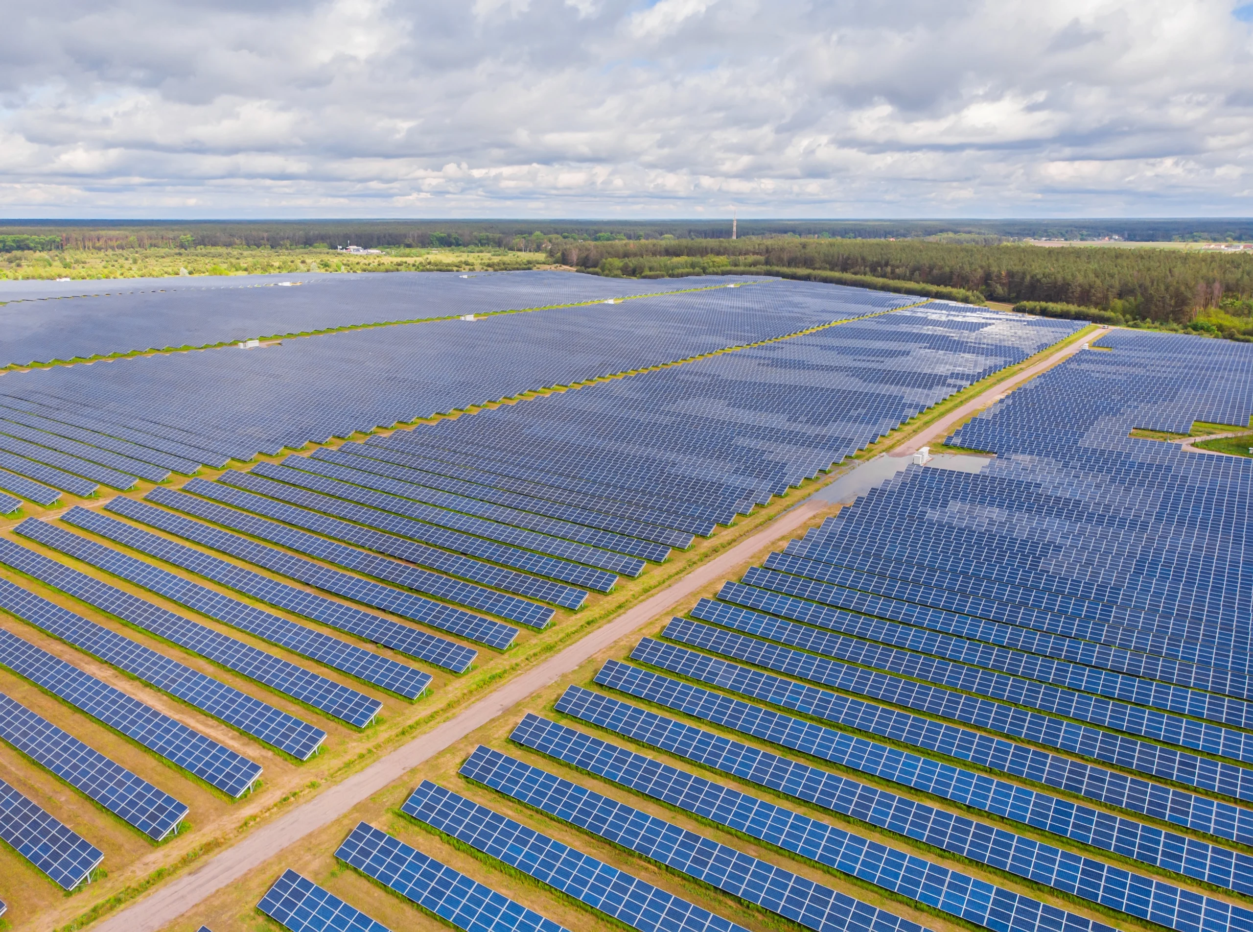 aerial view solar power plant